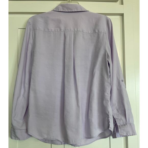 CHICO's Lavender button up roll tab sleeves Chico's 1, med/8 - Picture 2 of 12